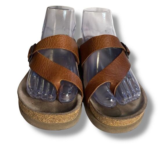 MEPHISTO Helen Womens Toe Loop Sandals US 7 Euro 37 Desert Tan Brown Leather - Picture 4 of 13